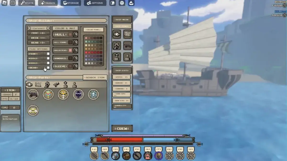 personalizzazione della nave in rell seas roblox