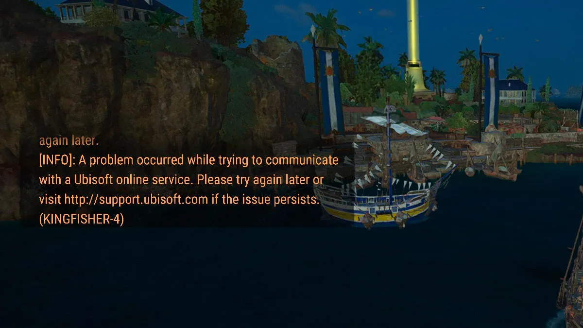 Si è verificato un problema durante il tentativo di comunicare con un servizio online Ubisoft Skull and Bones Error