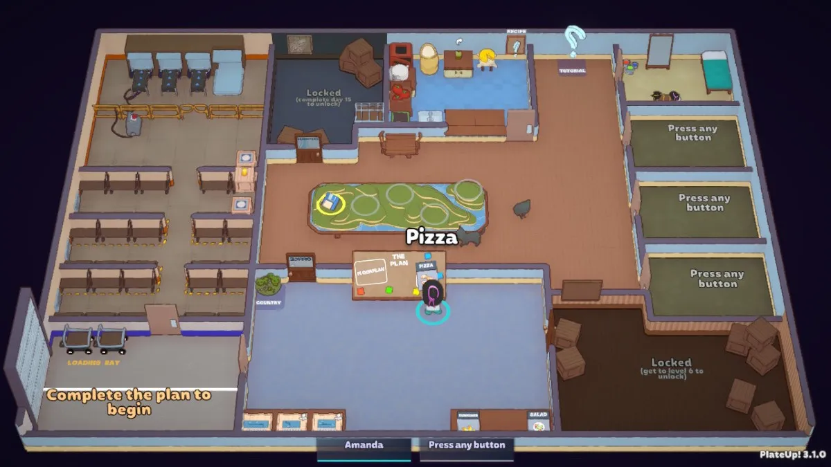 Impostazione del menu Pizza Suggerimenti PlateUp per il gioco in solitario