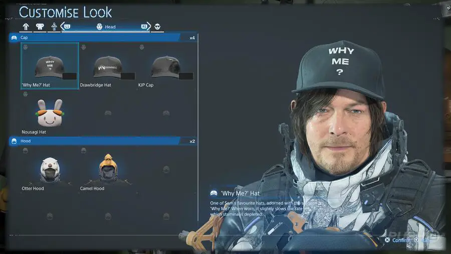 Death Stranding 2: tutti i cappelli, i cappucci e come farli guidare 2