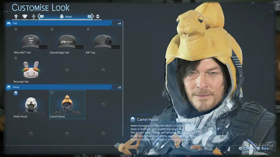 Death Stranding 2: tutti i cappelli, i cappucci e come farli guidare 7