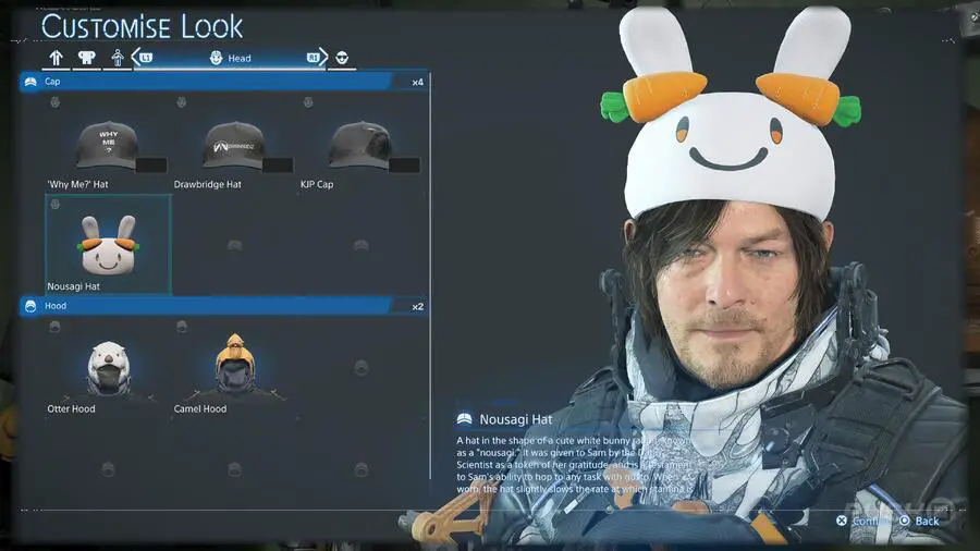Death Stranding 2: tutti i cappelli, i cappucci e come farli guidare 5